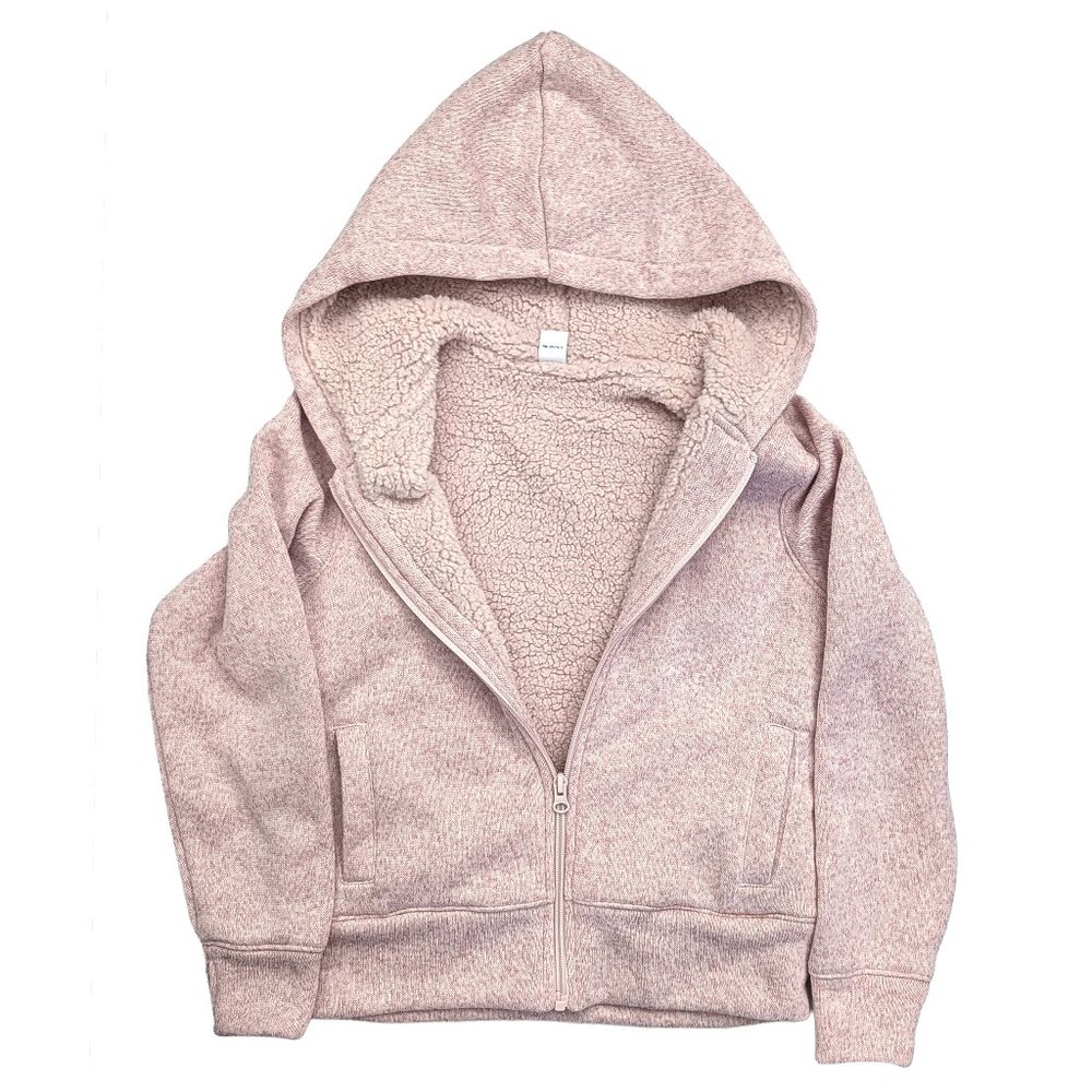 Old Navy Sherpa Lined Sweater Knit Zip Hoodie, Girl's Large in Light Pink